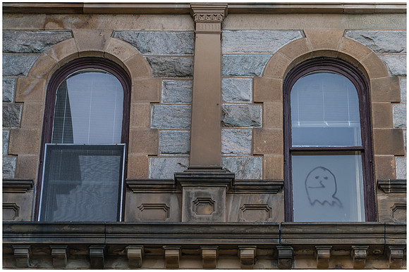 Ghost Etched on Window at Greystone