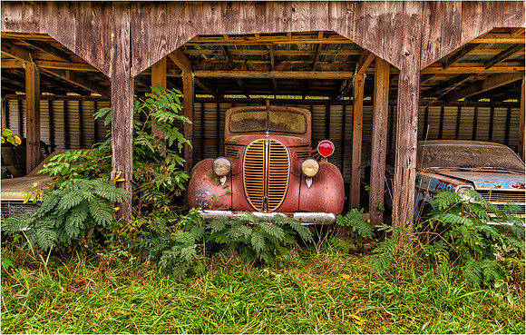 Old Fire Truck Under Shed